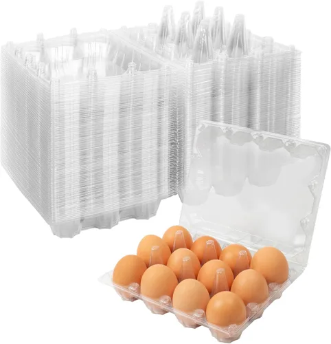 Miniatura 8 de Paquete de 60 cartones de huevos de plástico a granel, una docena de cartones de huevos vacíos transparentes para huevos de gallina, soportes