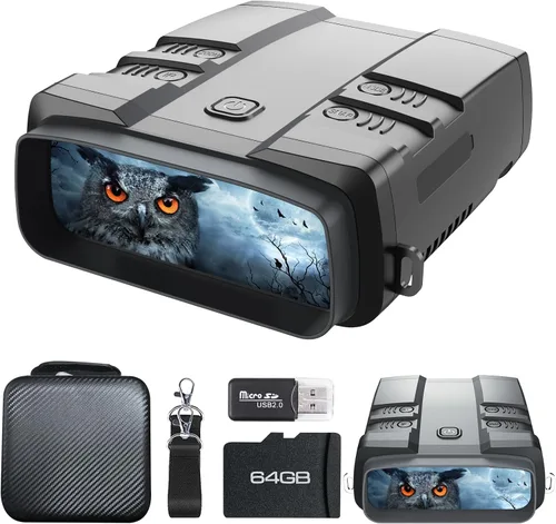 Gafas de visión nocturna, binoculares de visión nocturna 4K verdadero, potente IR enfocable incorporado, batería recargable de 6000 mAh, pantalla