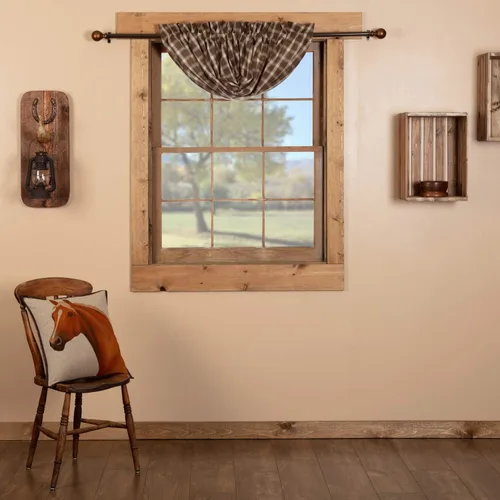 Miniatura 9 de VHC Brands Rustic & Lodge - Cortinas para ventana de cocina, par de festones Wyatt, marrón caqui