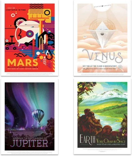 Miniatura 4 de Póster de la NASA Space Grand Tour Travel Exploration Exoplanet Art Print Decoración para el hogar, paquete de 17 – incluye impresión personalizada
