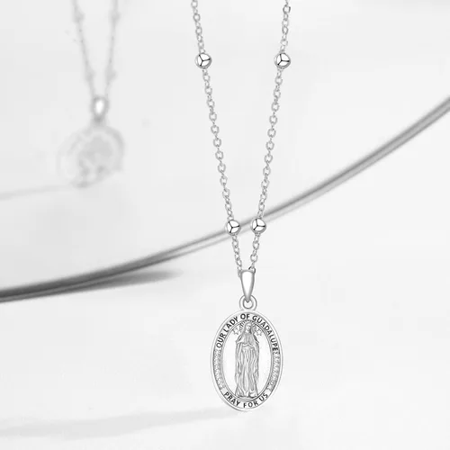 Miniatura 39 de Collar con colgante de plata de ley 925 con medalla de San Patrón, joyería religiosa para hombres y mujeres, con cadena de acero inoxidable 316L