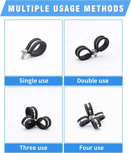 Miniatura 5 de 12 piezas de abrazaderas de cable dobles de 1-1/2" con refuerzo remachado actualizado, abrazaderas de tubo de bucle aislado con almohadilla de goma
