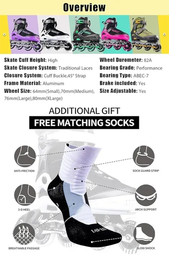 Miniatura 3 de PAPAISON Patines en línea ajustables para niños y adultos con ruedas completamente iluminadas, patines de ruedas para exteriores para niñas y niños