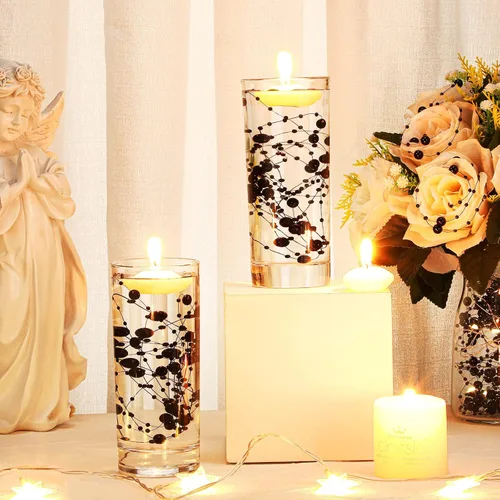 Miniatura 4 de Hicarer Cadena de perlas de 157 pies con 24 cuerdas para velas flotantes, perlas de imitación como relleno de jarrón, ideal para bodas, fiestas
