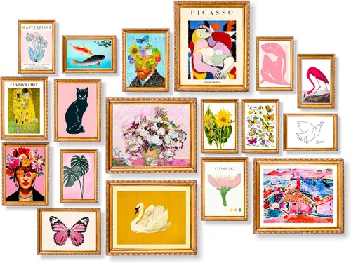 dazongweihan 18 piezas de arte decorativo de pared ecléctico colorido, impresiones de pared maximalistas para dormitorio, pósters funky para