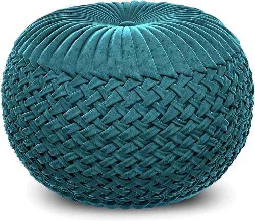 Miniatura 8 de SIMPLIHOME Coates - Puf redondo contemporáneo de macramé en gris nube de algodón para la sala de estar, dormitorio y habitación de los niños
