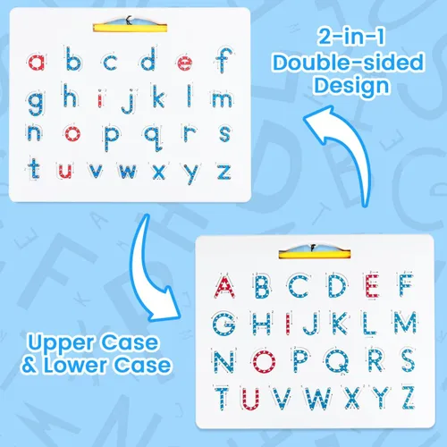 Miniatura 2 de Tablero magnético de trazado del alfabeto, tablero magnético de letras ABC, tablero de dibujo con imanes, tablero de dibujo preescolar, juguetes