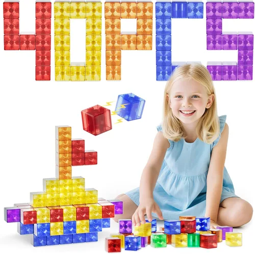 Miniatura 11 de Bloques magnéticos Asago ABC 123 Alfabeto colorido impreso, bloques de construcción para niños pequeños de 1 a 3 años, cubos magnéticos juguetes