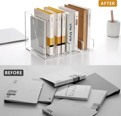 Miniatura 8 de SANRUI Organizador de Archivos de Acrílico, Organizador de Escritorio Transparente y Contenedores de Almacenamiento para Carpetas, Carpetas