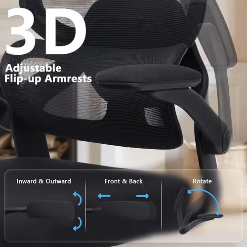 Miniatura 6 de Silla de oficina ajustable, silla de computadora ergonómica con soporte lumbar y reposacabezas, silla ejecutiva de respaldo alto con función