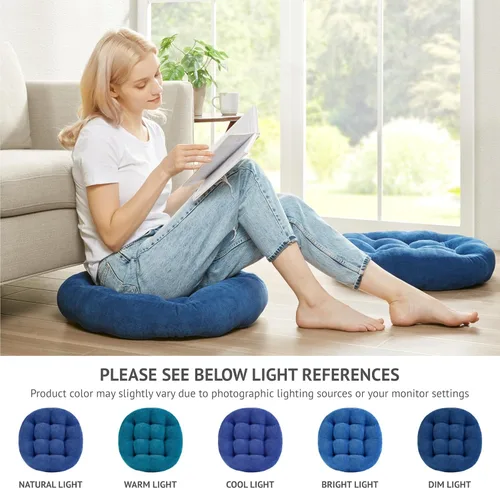 Miniatura 127 de Juego de 2 almohadas de suelo de meditación, almohadas cuadradas grandes para adultos, cojín de pana copetuda para sala de estar de tatami, gris, 22
