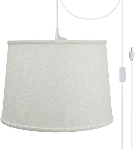 Miniatura 27 de Aspen Creative, 72306-11 - Kit de conversión de luz colgante de techo con pantalla de tela imperio de tapa dura, 14 pulgadas de ancho