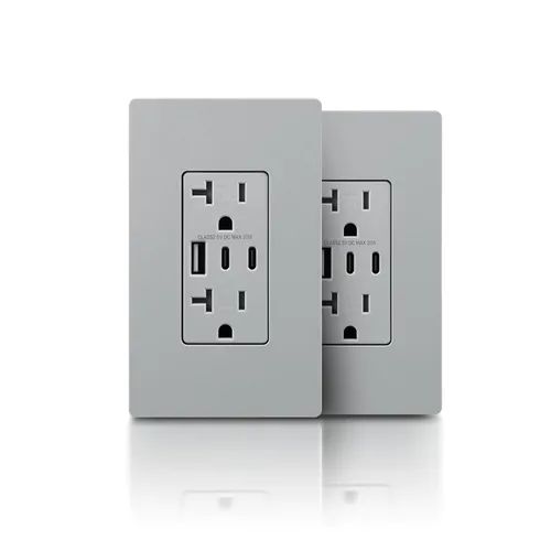 Miniatura 10 de TOPELER - Toma de corriente para montaje en pared con puertos USB 6.0A, dos tomas eléctricas de 20 amperios, tomas y puertos resistentes a la Negro