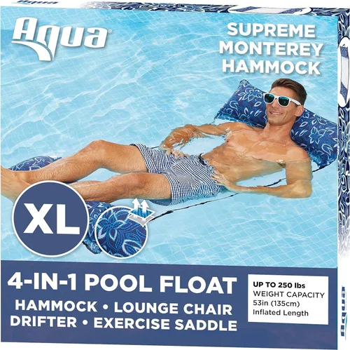 Miniatura 7 de Aqua - Monterey Supreme XL - Flotador de alberca y hamaca de agua 4 en 1, inflable, multiusos, para adultos de material grueso y duradero