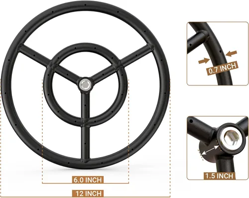Miniatura 2 de onlyfire Anillo de quemador redondo de 12 pulgadas para fogata de gas natural y propano y chimenea, quemador de acero de aleación para interiores
