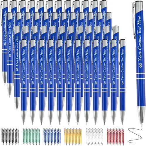 Miniatura 43 de Bolígrafo personalizado, 1 unidad, bolígrafo personalizado con logotipo de mensaje de nombre comercial grabado, tapa de clic de tinta negra, regalo