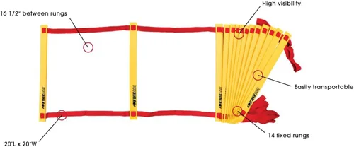 Miniatura 4 de Kwik Goal Escalera Agility Amarilla Rojo, 20 pies de largo x 20 pies de ancho