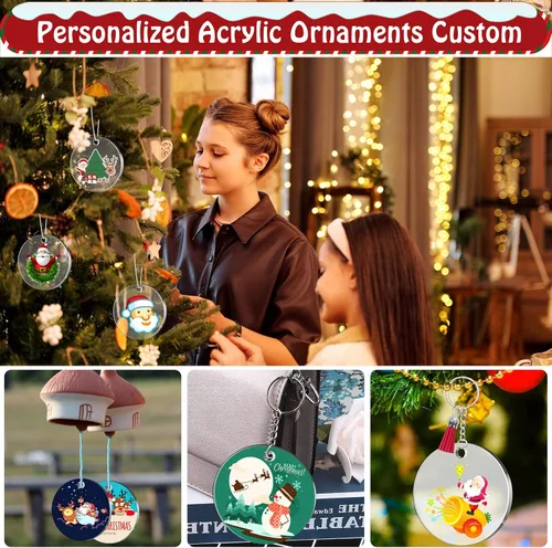Miniatura 2 de Cludoo Adornos acrílicos de 4 pulgadas, 30 piezas de adornos acrílicos redondos transparentes, adornos de disco acrílico en blanco con agujero