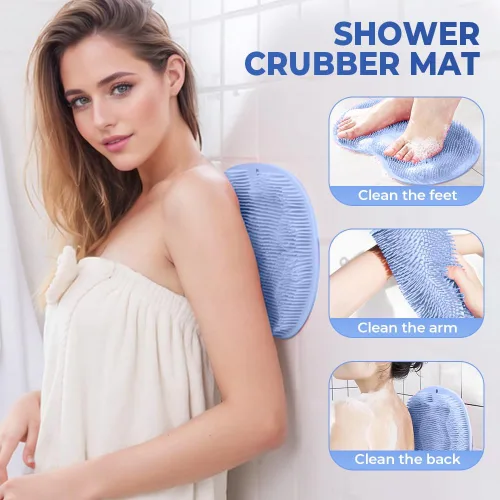 Miniatura 2 de Alfombrilla Exfoliante para Pies de Ducha con Ventosas Antideslizantes, Almohadilla de Limpieza para Pies y Espalda, Almohadilla de Baño Exfoliante