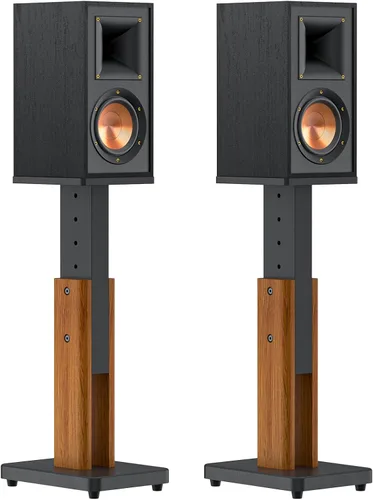 Par de soportes ajustables en altura para altavoces de monitor de estudio y estantería - Soportes de pie para altavoces con grano de madera para