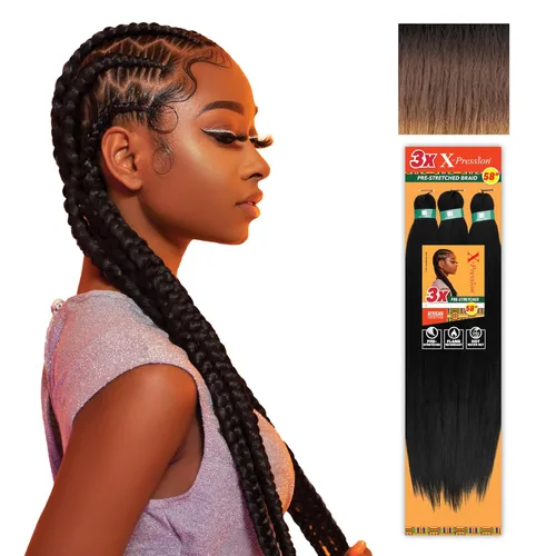 Miniatura 17 de Sensationnel X-Pression - Trenzas prestiradas, 3 unidades, 58 pulgadas, paquete de 1 unidad, 1B