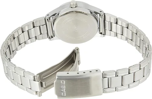 Miniatura 2 de Casio LTP-V006D-1B2 Reloj de fecha con esfera negra de acero inoxidable estándar para mujer, Blanco, Movimiento de cuarzo