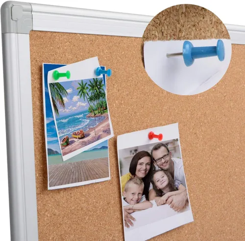 Miniatura 5 de Paquete de 2 tableros de anuncios de corcho de 20 x 30 pulgadas, tablero de corcho con marco de aluminio plateado, tablero de oficina para corcho