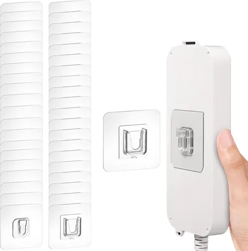 Ganchos de pared adhesivos de doble cara, paquete de 20 ganchos autoadhesivos, adecuados para colgar y organizar tomas de corriente, marcos de fotos
