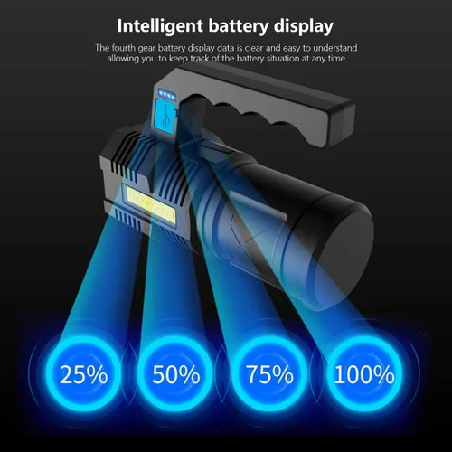 Miniatura 3 de Linterna recargable USB de alto lúmenes, linterna de camping con 4 potentes cuentas LED, linterna de mano para el hogar, 4 modos, impermeable