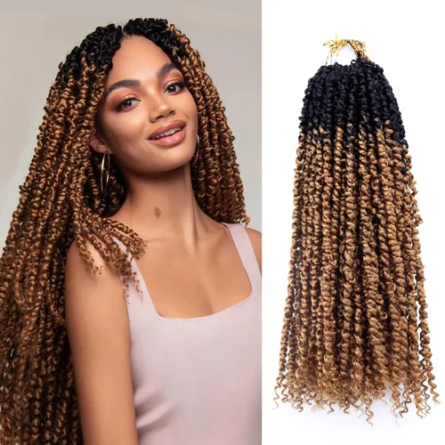 Miniatura 29 de Cabello Passion Twist – 8 pulgadas Passion Twist Crochet Hair para mujer, 8 paquetes de cabello rizado pretrenzado Passion Twists extensiones de 1b