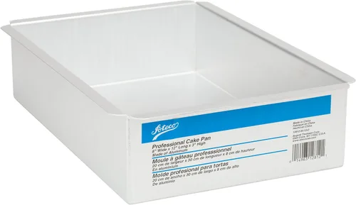 Ateco Molde para pasteles de aluminio, rectángulo, 8 por 12 por 3 pulgadas, plata