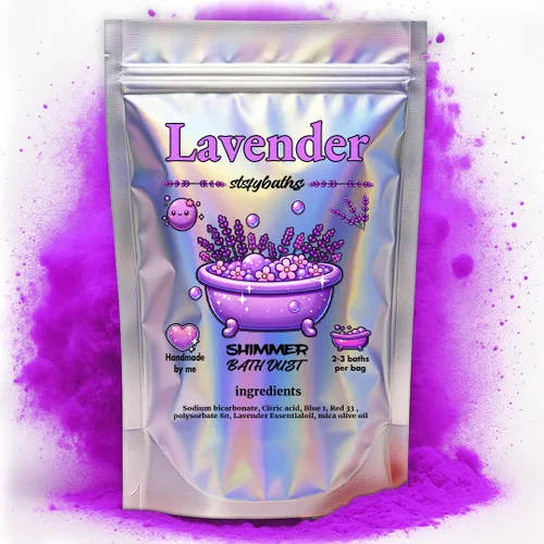 Bomba de baño con brillo de lavanda morada en una bolsa, bombas de baño perfumadas hechas a mano para mujeres, niños y hombres, bombas de baño a