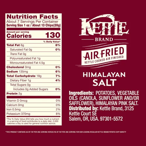 Miniatura 2 de Kettle Brand Papas fritas con sal del Himalaya, fritas al aire, bolsa de 6.5 onzas, (paquete de 2)