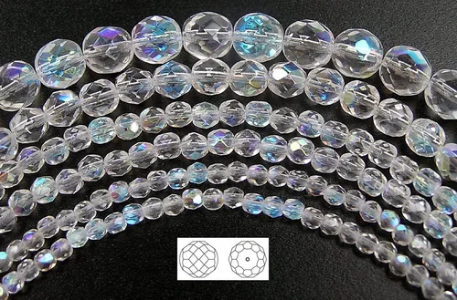 Miniatura 4 de 0.315 in, 150pcs, Crystal AB, Preciosa Checa Fuego Pulido Redondo Perlas de Vidrio Facetado, Aurore Borealis