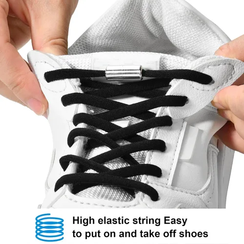Miniatura 4 de 2-6 pares de cordones elásticos sin atar, cordones universales para zapatos para niños y adultos, cordones sin cordones con cierre de metal