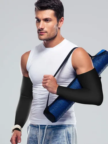 Miniatura 8 de Bememo 16 pares de mangas de brazo para hombres y mujeres, protección UV, mangas refrescantes para brazos, fundas para brazos