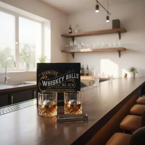 Miniatura 8 de G&J's Finest Premium - Juego de 4 bolas de acero inoxidable para whisky, 2 bolas extragrandes y 2 de gran tamaño con bolsas para congelador y pinzas