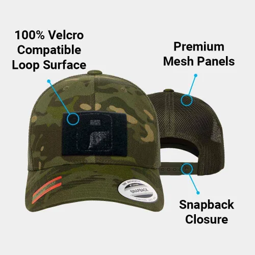 Miniatura 11 de Pull Patch Multicam - Gorra de camionero con diseño de camuflaje curvado, gorra táctica, superficie de bucle de 2 x 3 pulgadas para fijar parches