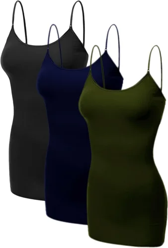 Miniatura 21 de Emmalise Camisola larga casual básica para mujer, con tirantes ajustables, top en capas