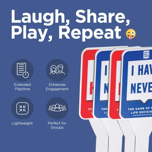 Miniatura 4 de Never Have I Ever Palas de juego de cartas, maximiza la diversión de jugar a las cartas, 10 paletas físicas con las que tengo y nunca jamás