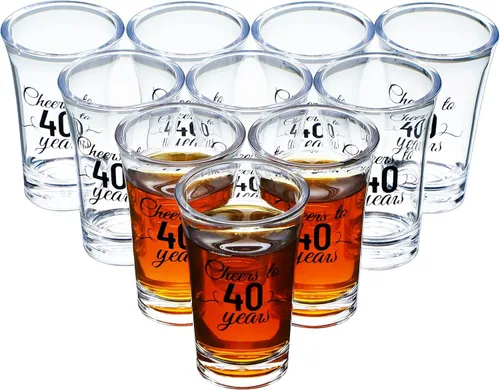 Sliner Paquete de 48 Vasos de Chupito de Cumpleaños a Granel 1.4oz Brindis a los 30/40/50/60/70/80 Años Vaso de Chupito Indestructible Base Gruesa