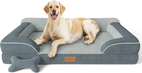Miniatura 29 de CWAWZ Cama ortopédica para perros extra grandes, cama ortopédica para perros con espuma viscoelástica de gel refrescante, cama impermeable para Negro