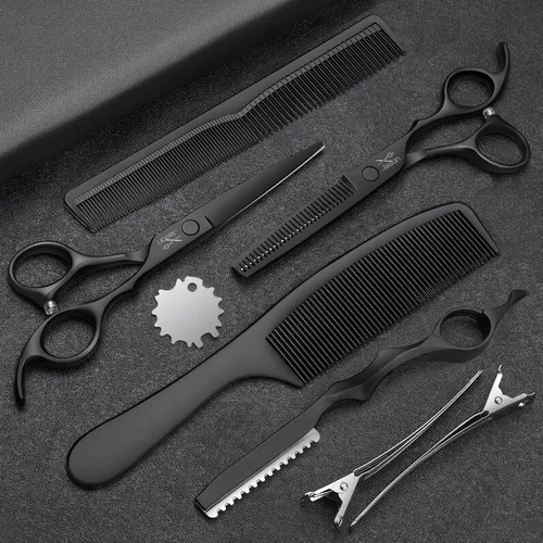 Miniatura 8 de JASON Tijeras profesionales para el cabello – Juego de 10 tijeras de corte de pelo, tijeras para adelgazar el cabello con 30 dientes, tijeras rectas