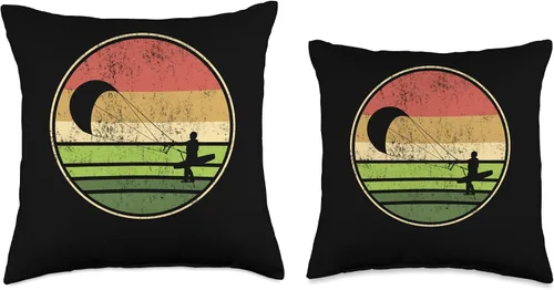Miniatura 3 de retro vintage kiteboarder kiteboard Throw Pillow