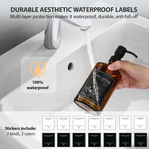 Miniatura 4 de Dispensador de jabón de vidrio ámbar, dispensadores de jabón de manos para baño con bomba de acero inoxidable, juego de dispensador de jabón