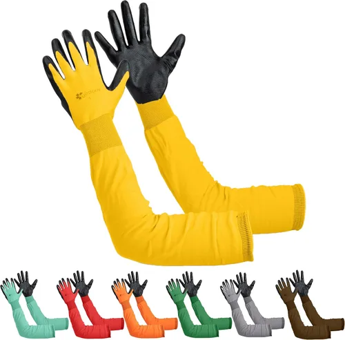 Miniatura 7 de Guantes de jardinería de manga larga para mujeres y hombres, guantes de jardín de puño largo, multiusos, resistentes para exteriores e interiores