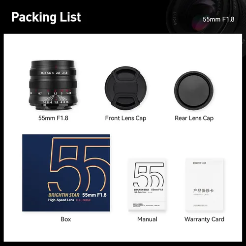Miniatura 7 de Brightin Star 55mm F1.8 de marco completo con enfoque manual para cámaras sin espejo Sony E Mount, lente fija estándar de gran apertura, compatible