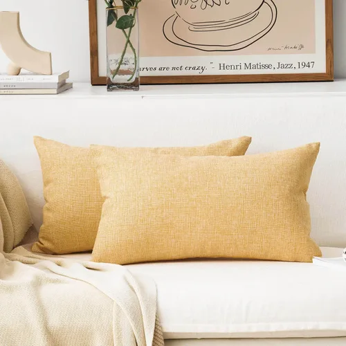 Miniatura 45 de Home Brilliant - Juego de 2 fundas de almohada Euro Sham de 26 x 26 pulgadas / 66 x 66 cm., de lino suave con forro decorativo de Navidad, fundas