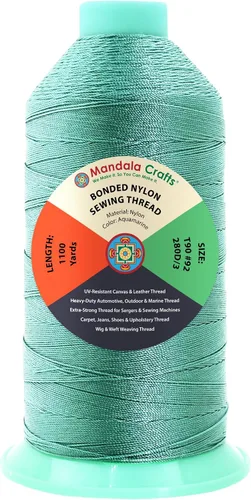 Miniatura 100 de Mandala Crafts - Hilo de nailon para coser cuero, tapicería, mezclilla y para trenzar el pelo; resistente, 1500 yardas, tamaño 69 T70 Marrón