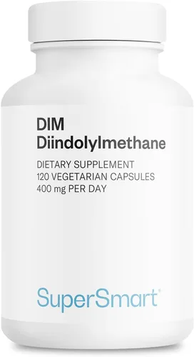 Supersmart - Suplemento DIM de 400 mg por día (diindolilmetano) - Equilibrio natural para hombres y mujeres | Sin OMG y sin gluten - 120 cápsulas